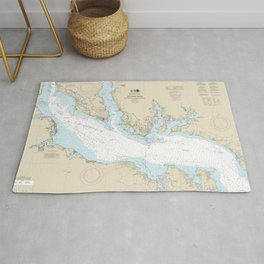 Potomac River Piney Point to Lower Cedar Point Nautical Chart 12286 Area & Throw Rug