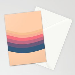 Haana - Pink Blue Wavy Retro Stripes Art Design Pattern Stationery Card