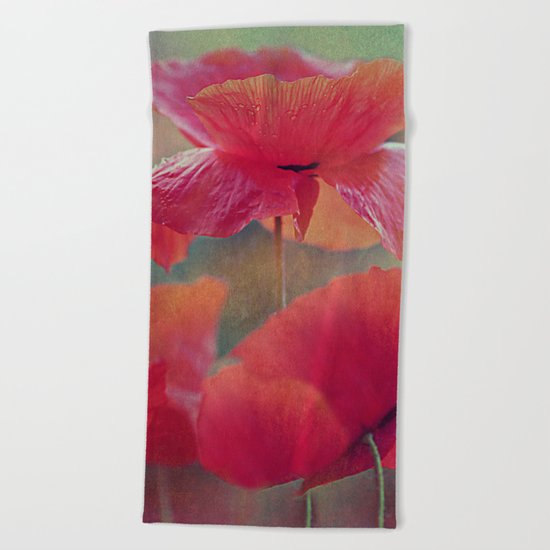 Poppies(vintage)2. Beach Towel