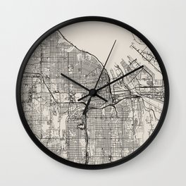 Tacoma, USA - City Map in Black and White - Aesthetic Wall Clock