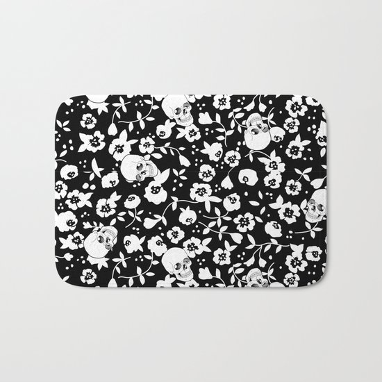 Skull Flowers Bath Mat