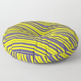 [ Thumbnail: Yellow & Dark Slate Blue Colored Lines/Stripes Pattern Floor Pillow ]