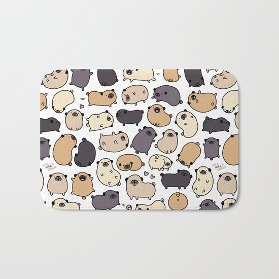 Pug Life Doodle Bath Mat