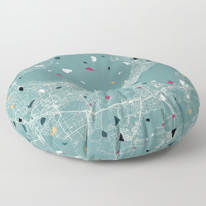 Madison, USA - terrazzo city map collage Floor Pillow