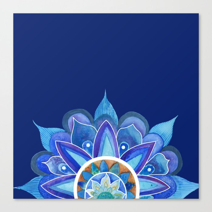 Floral mandala blue Canvas Print