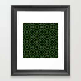 Green and Black Ornamental Arabic Pattern Framed Art Print