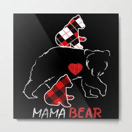 Buffalo Plaid Flannel Bear Mama Proud Mom Family Metal Print | Mommy, Family, Bestmamat Shirts, Birthdayt Shirts, Mom, Bear, Mothersday, Momt Shirts, Mama, Love 