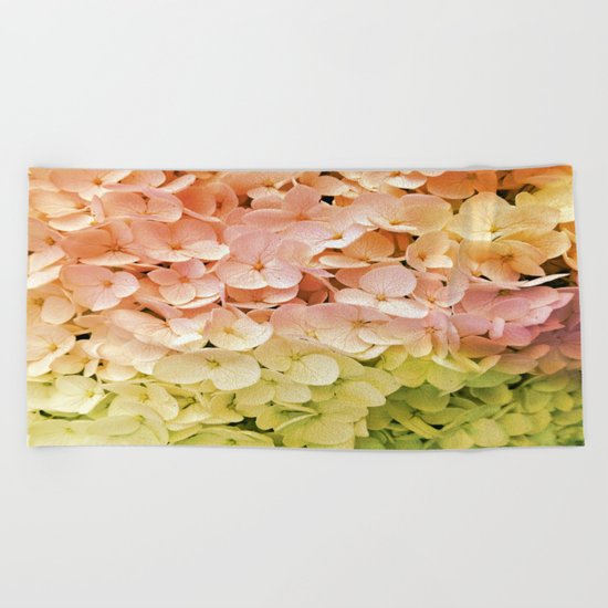 Delicate Pastel Multicolor Hydrangea Beach Towel