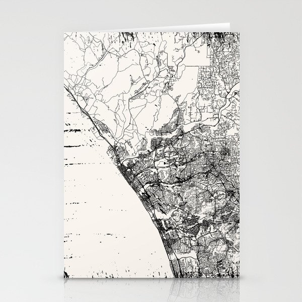 USA, Oceanside. City Map Drawing Stationery Cards