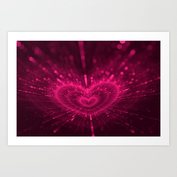 Purple Love Heart, Happy Valentine's Day Pattern Art Print