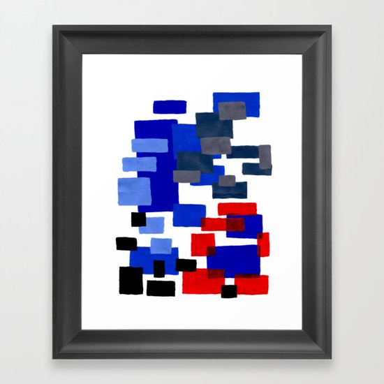 Modern Mid Century Abstract Geometric Cube Square Acrylic Painting