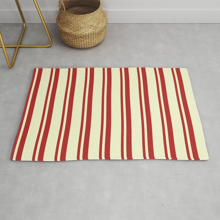 Red & Light Yellow Colored Stripes/Lines Pattern Rug