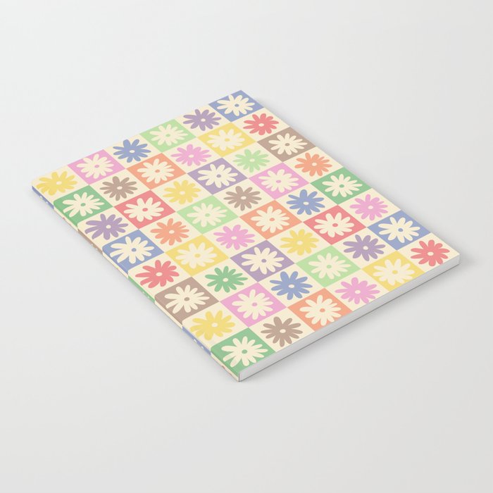Colorful Flower Checkered Pattern Notebook