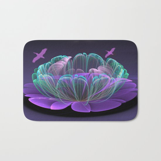 Water lily in a purple pond Bath Mat