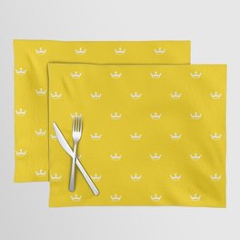 White Crown pattern on Yellow background Placemat