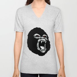 Angry gorilla head. V Neck T Shirt