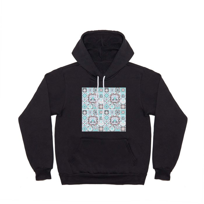 Abstract Geometrical Pink Teal Gray White Tribal Mosaic Hoody