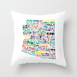 Arizona colorful typography art Throw Pillow
