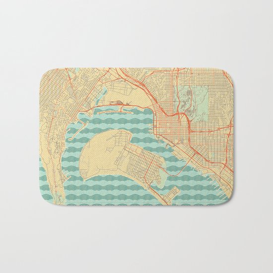 San Diego Map Retro Bath Mat