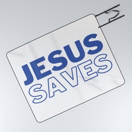 Jesus Saves | Blue Picnic Blanket