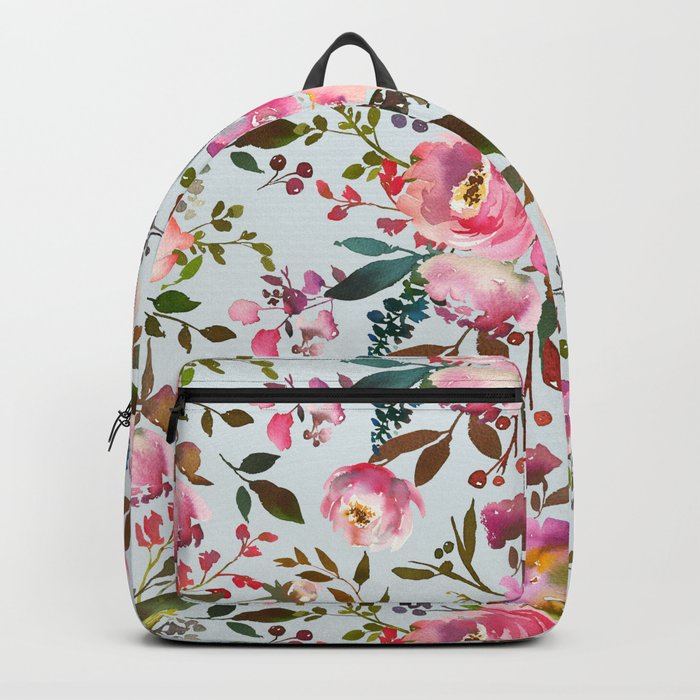 Elegant girly pink coral lilac green watercolor floral Backpack