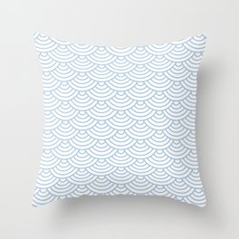 Pale Blue Japanese wave pattern Throw Pillow