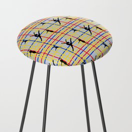 Dancing like Piet Mondrian - New York City I. Red, yellow, and Blue lines on the light blue background Counter Stool