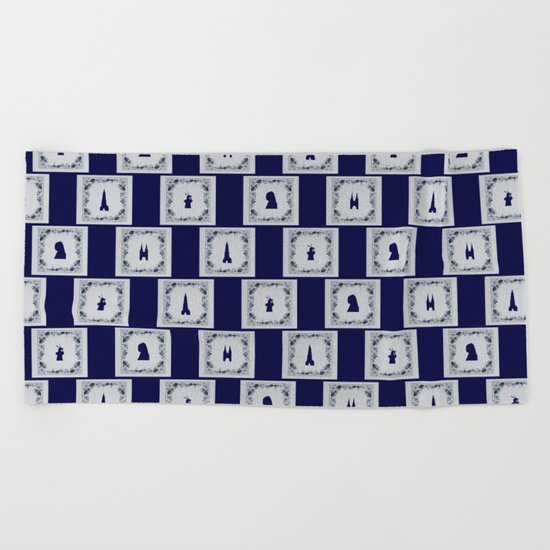 Collage Delft blue tiles Beach Towel