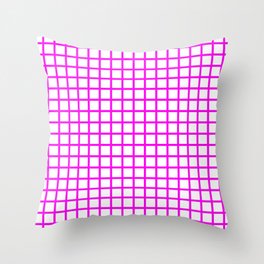 Grid (Magenta & White Pattern) Throw Pillow