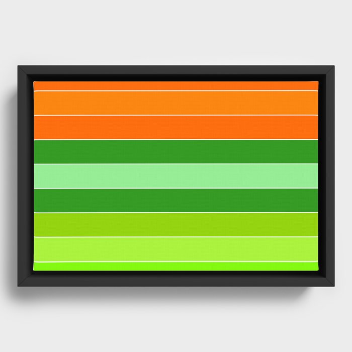 Green, Orange Stripe Irish St Patricks day Framed Canvas