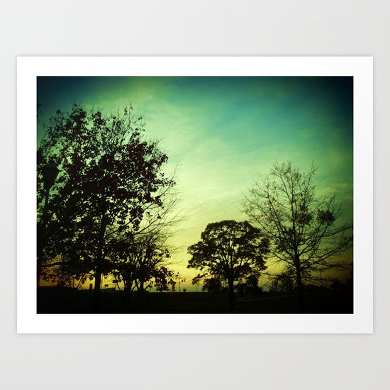 Orange Green Blue Sky Art Print