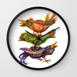 Three Birds Totem Wall Clock
