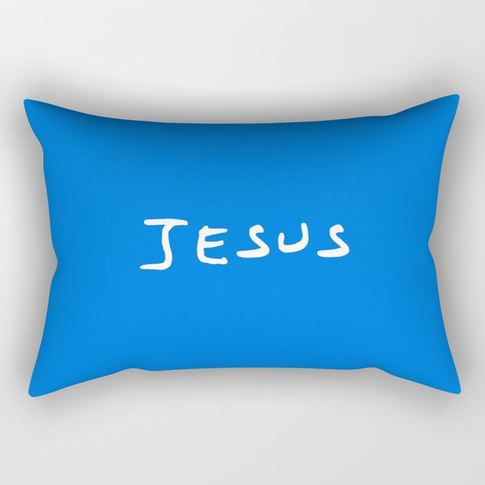 Jesus 2 blue Rectangular Pillow