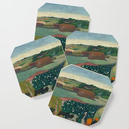 Haystacks in Brittany Oil Painting by Paul Gauguin Coaster