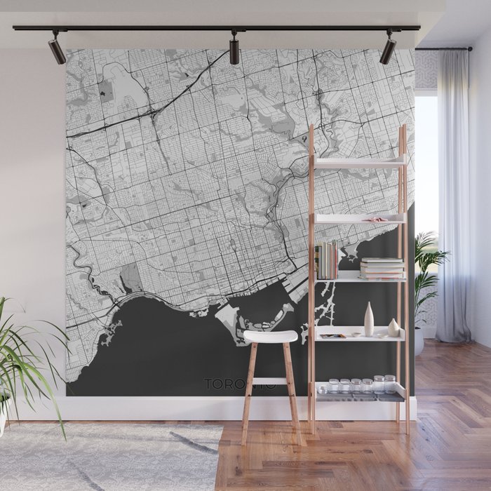 Toronto Map Gray Wall Mural