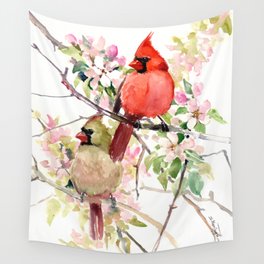 Cardinal Birds and Spring, cardinal bird design Wall Tapestry