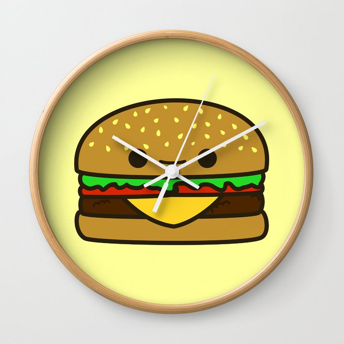 Yummy Kawaii Burger Wall Clock By Peppermintpopuk Society6