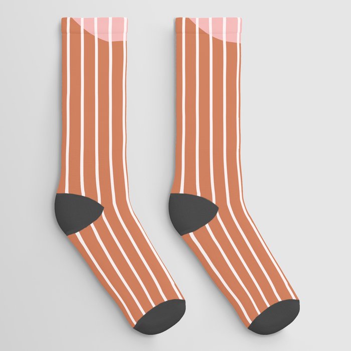 Mid Century Modern Geometric 175 in Brown Pink Socks