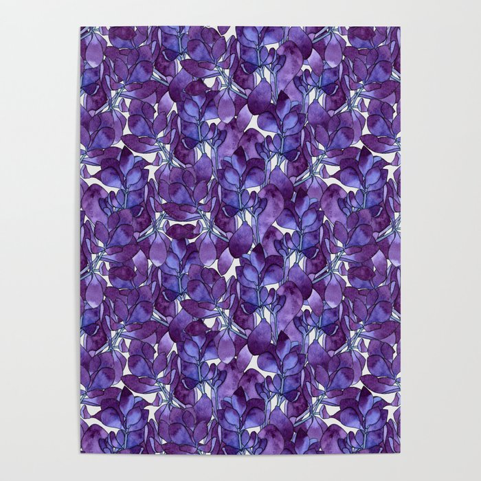 Botanical Purple Violet Pattern Poster