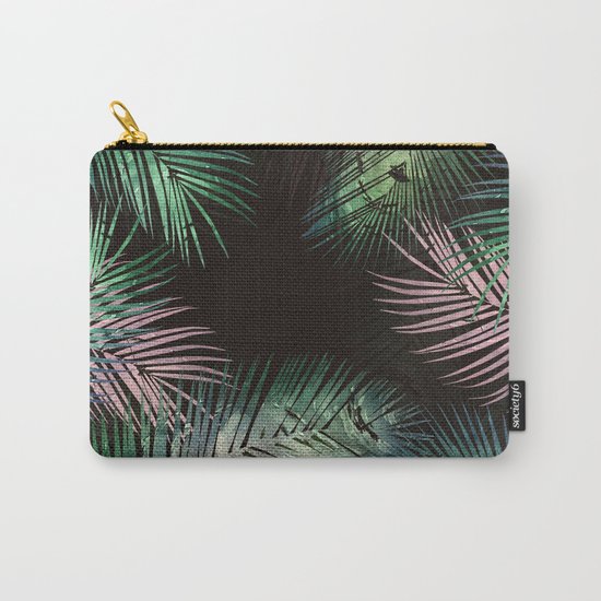 black tropical leaves Carry-All Pouch