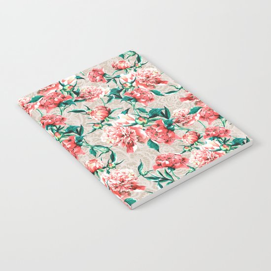 Peonies with lace effect Notebook