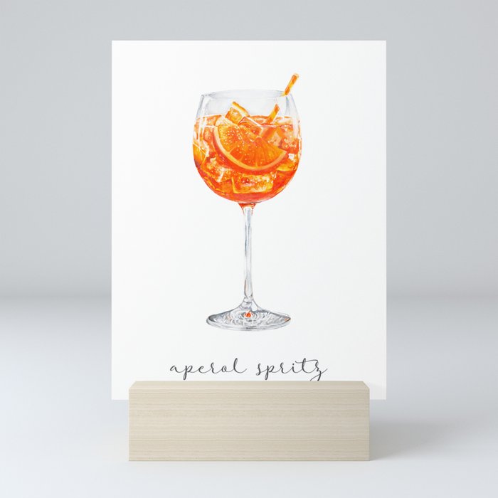 Aperol Spritz Cocktail Painting Mini Art Print