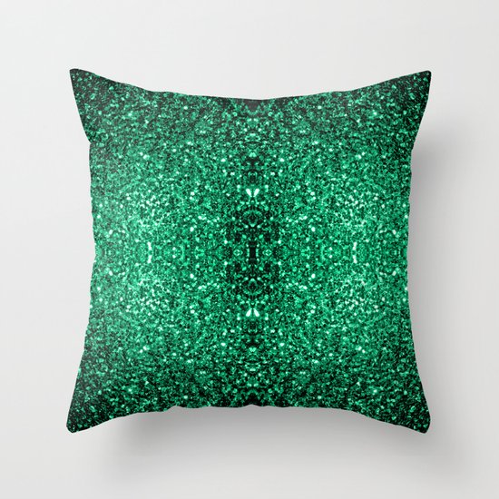 Beautiful Emerald Green glitter sparkles Throw Pillow