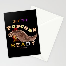 Got The Popcorn Ready to watch monster movie- Yellowbox ink painting Stationery Card