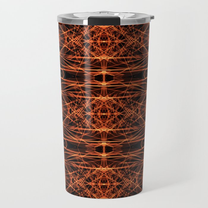 Liquid Light Series 42 ~ Orange Abstract Fractal Pattern Travel Mug