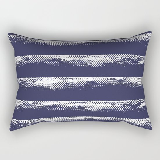 Irregular Stripes Dark Blue Rectangular Pillow