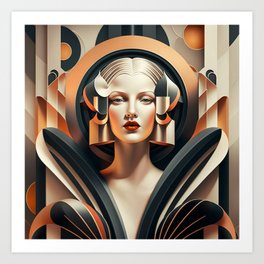 Art Deco Futurism Female Portrait Art Print