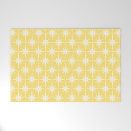 Midcentury Modern Atomic Starburst Pattern in Soft Yellow Welcome Mat