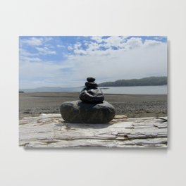 Finding Balance at the Beach Metal Print | Stonestack, Tranquility, Peace, Natureart, Photo, Digital, Rockart, Maine, Zen, Ephemeral 