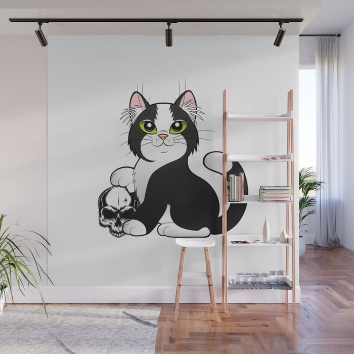 Cute Skull Cat Furniture Design By Diegoramonart Wall Mural By